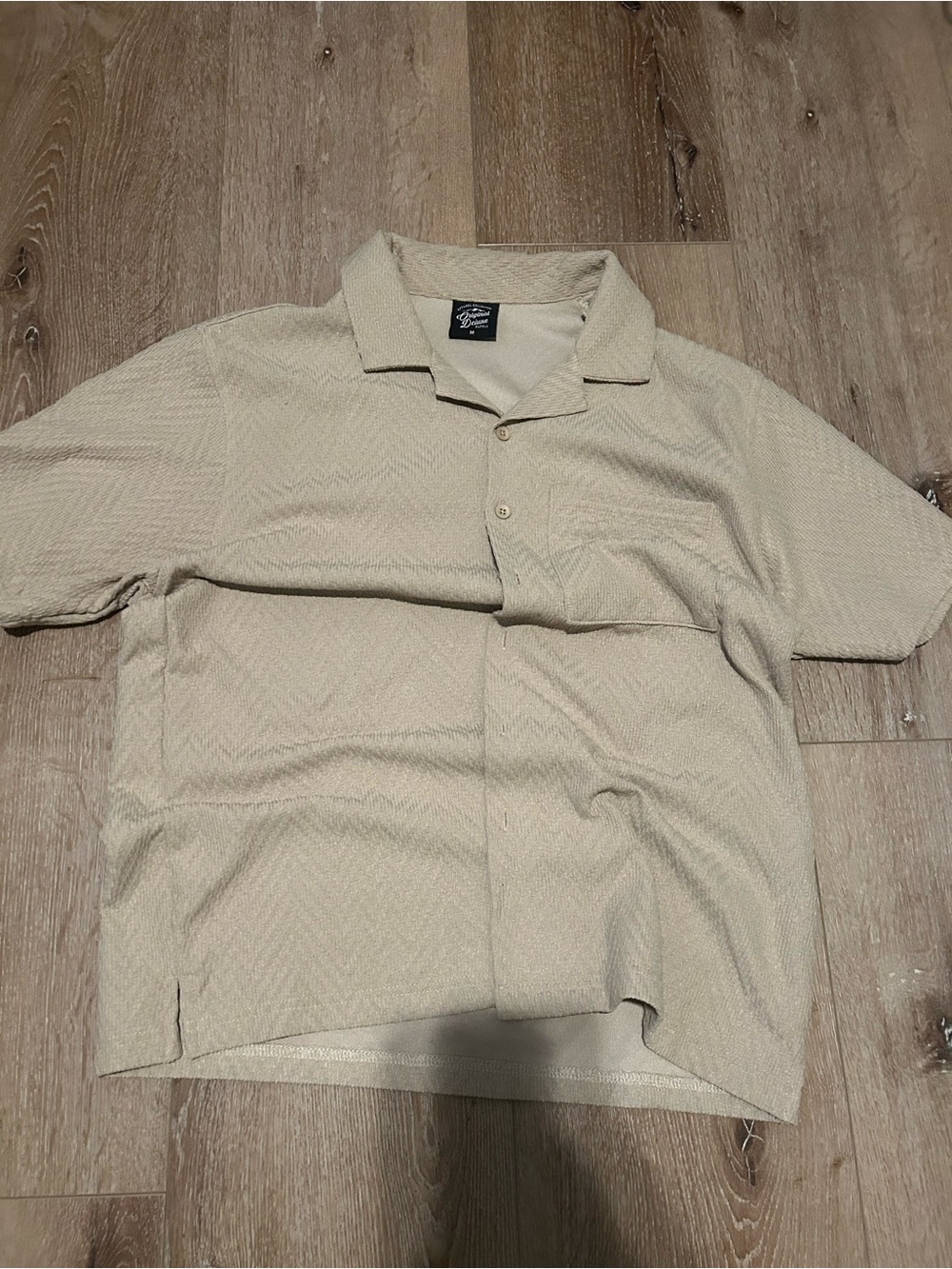 Original Deluxe Men's Short Sleeve Casual Shirt in Beige - Vintage Vibes